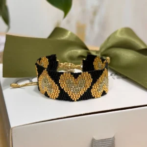 Pulsera  Corazones Negra