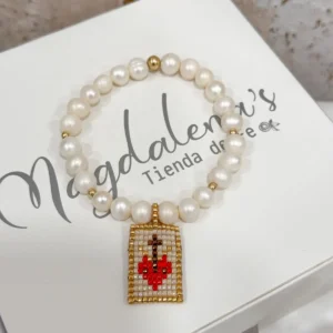 Pulsera de perlas Corazón de Jesús