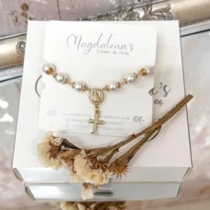 Denario  de perlas blanco