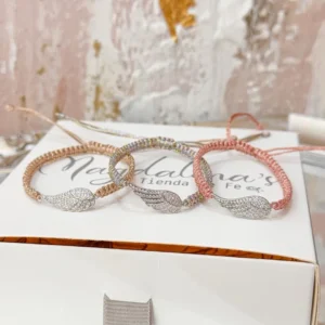 Pulsera ala ángel plateada